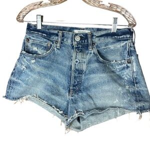 Moussy Vintage Distressed Denim Button Fly Cut Off Shorts Howa Size 26